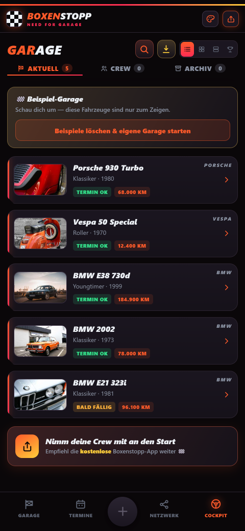 Boxenstopp Garage